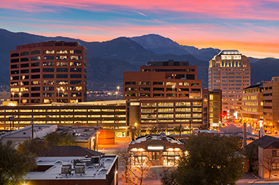 Colorado Springs, CO  downtown city at night