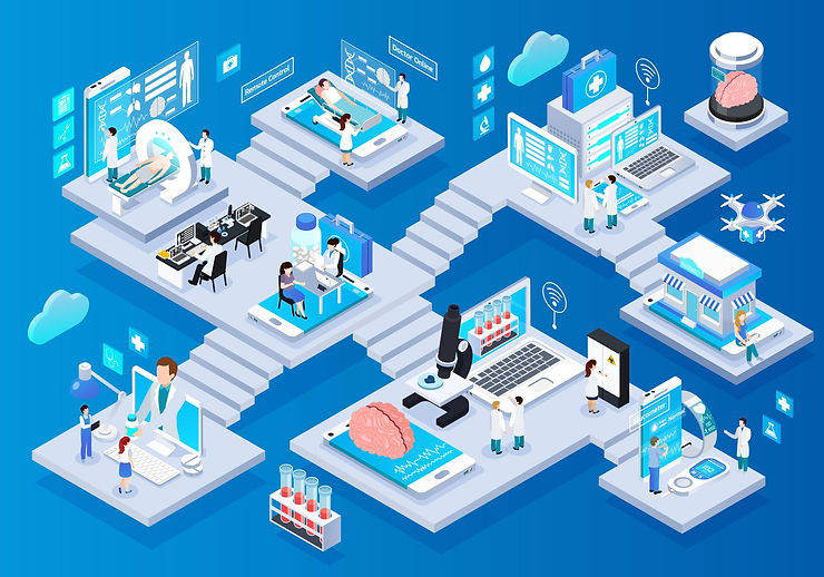 Doctors working with AI