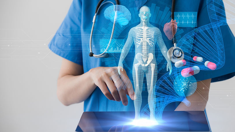 Doctor using AI technology