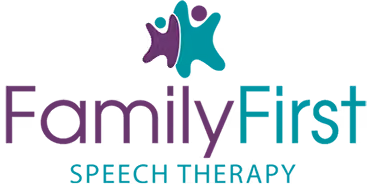 Logo for Family First Speech Therapy, offering pediatric speech therapy support