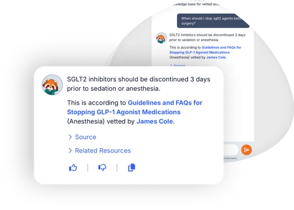 Panda AI answering a question about when to stop GLP-1 inhibitors