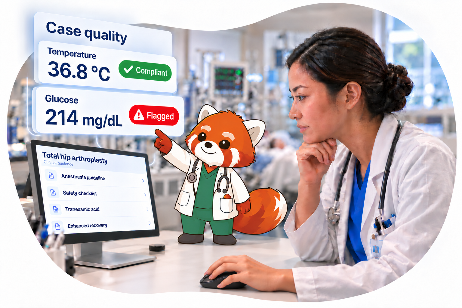 C8 Health clinical quality metrics and Panda alongside a clinician.