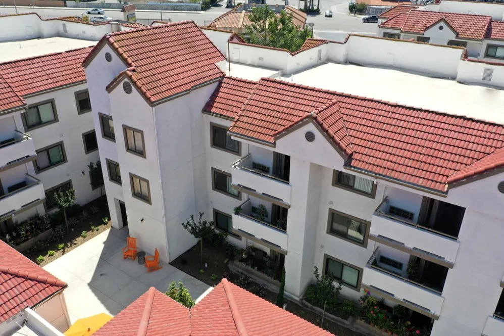 Aerial view of apartments