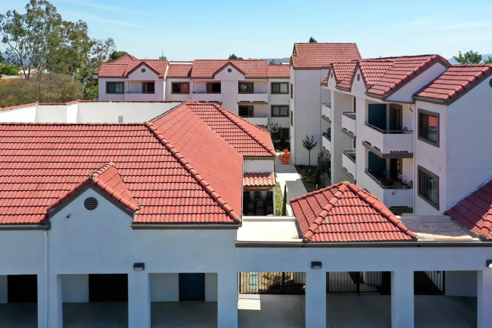 Aerial view of apartments