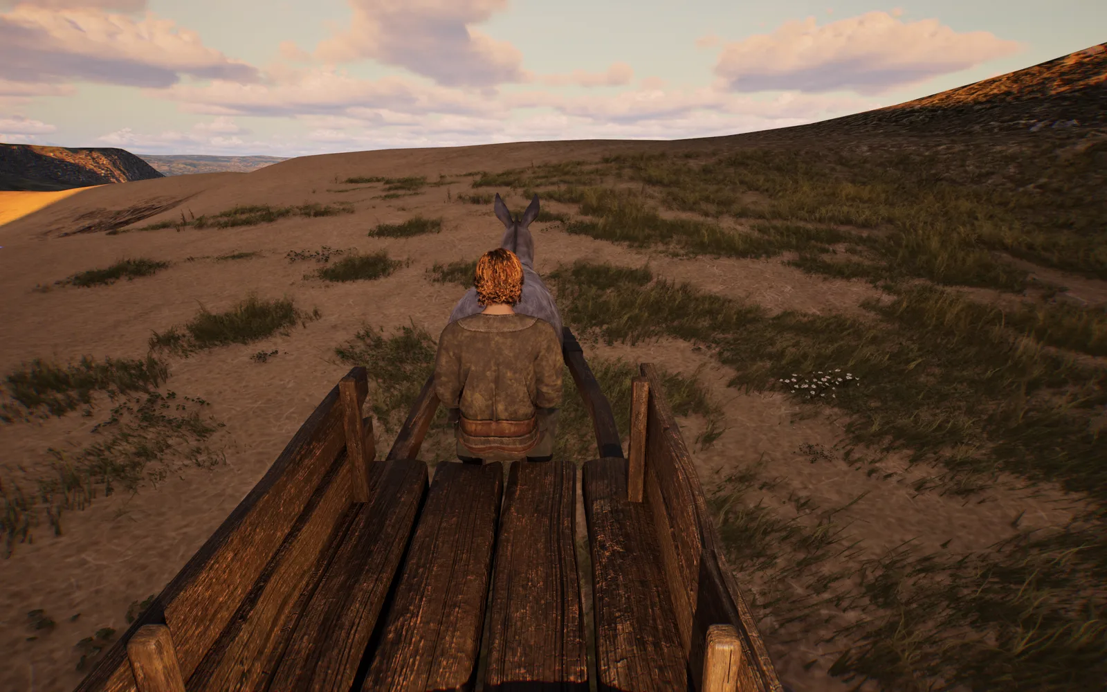 Windfall — Mira and Gram riding the cart at sunset