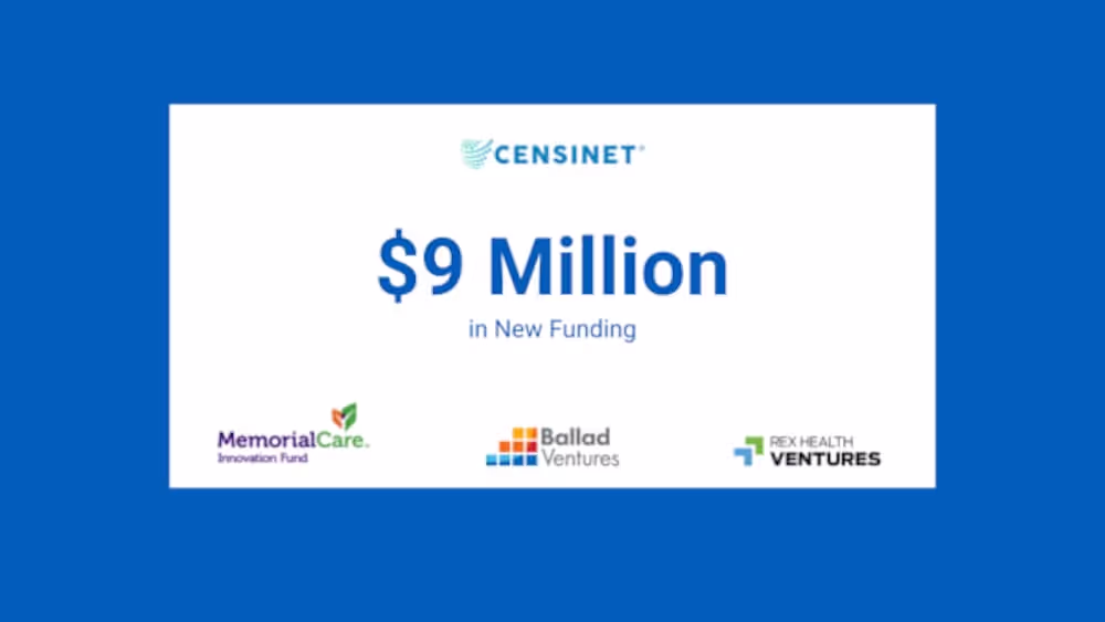 Censinet $9 million in new funding promotional artwork