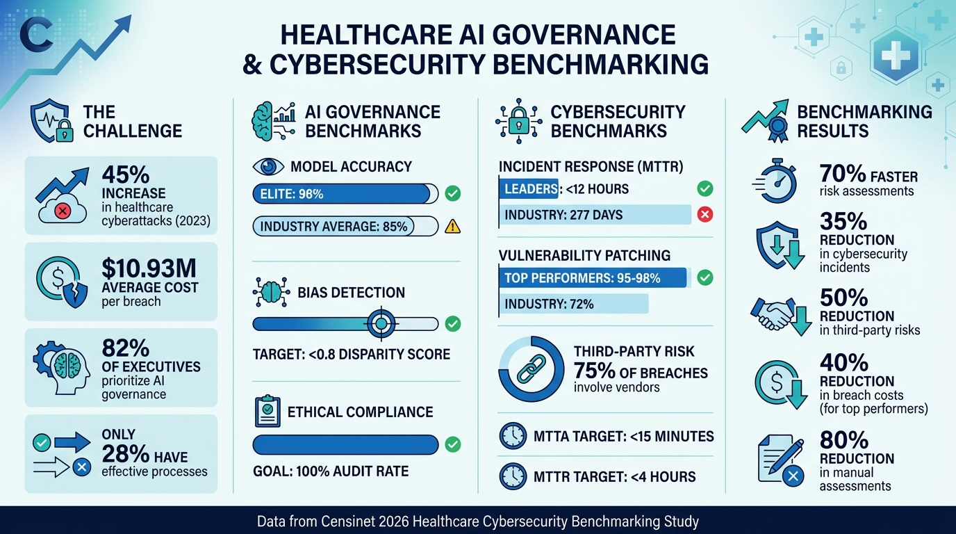 Healthcare AI and Cybersecurity Benchmarking: Key Metrics and Performance Standards