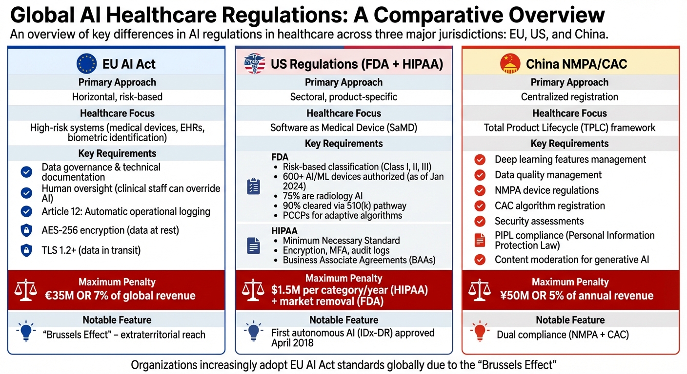 Global AI Healthcare Regulations Comparison: EU, US, and China Compliance Requirements