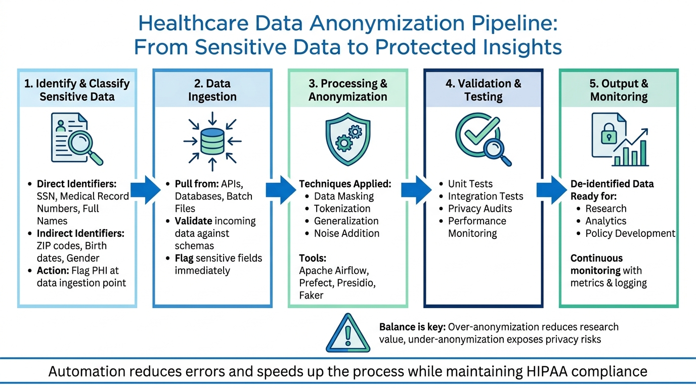 Healthcare Data Anonymization Pipeline: 5-Step Implementation Process