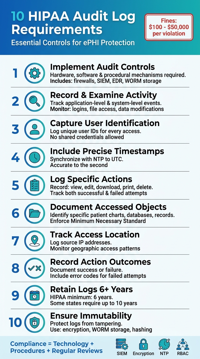 10 HIPAA Audit Log Requirements for Healthcare Compliance