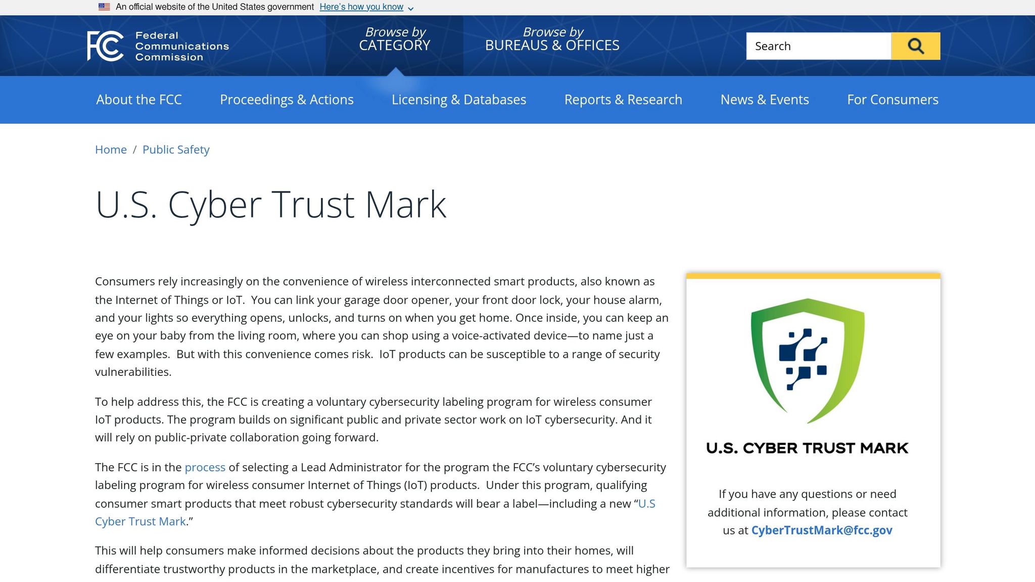 U.S. Cyber Trust Mark