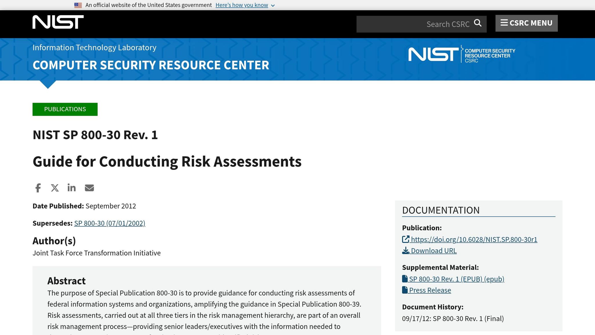 NIST SP 800-30