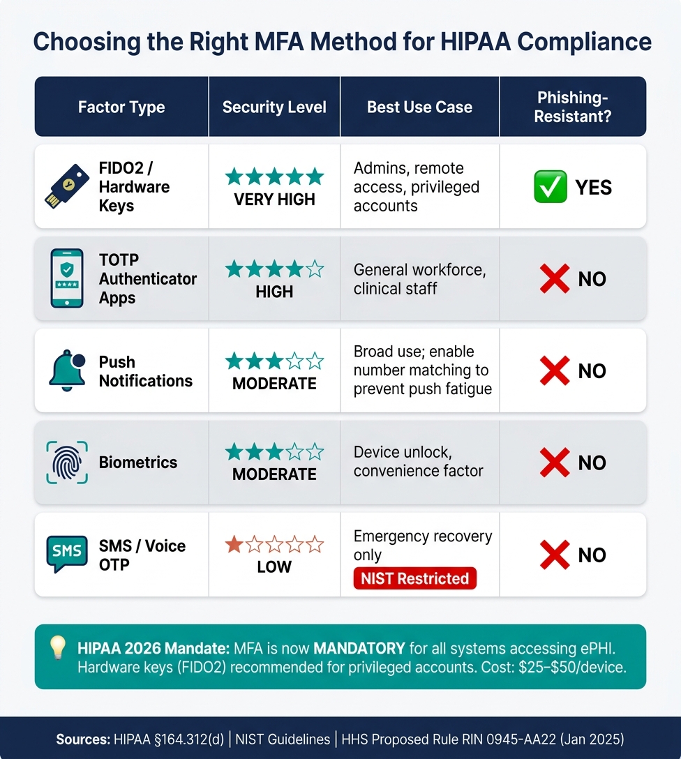 HIPAA MFA Requirements 2026: Authentication Methods Compared