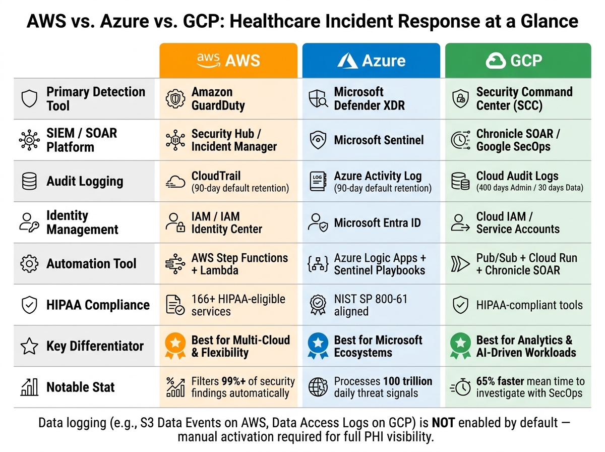 AWS vs. Azure vs. GCP: Healthcare Incident Response Comparison