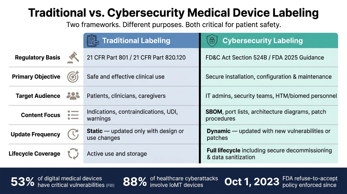 Traditional vs. Cybersecurity Medical Device Labeling: Key Differences