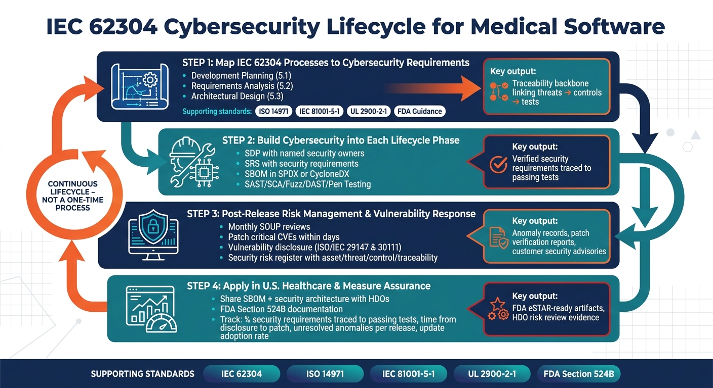 IEC 62304 Cybersecurity Lifecycle: 4-Step Framework for Medical Software