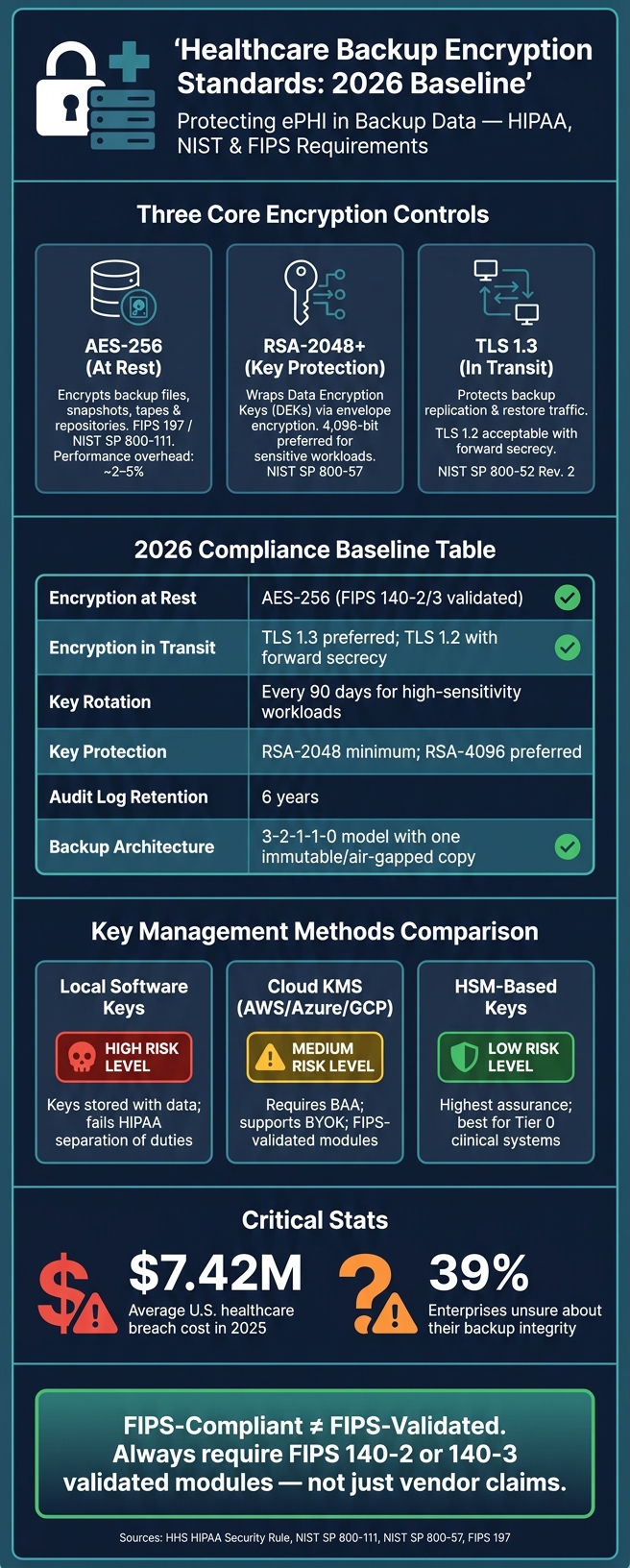 Healthcare Backup Encryption Standards: 2026 Baseline at a Glance