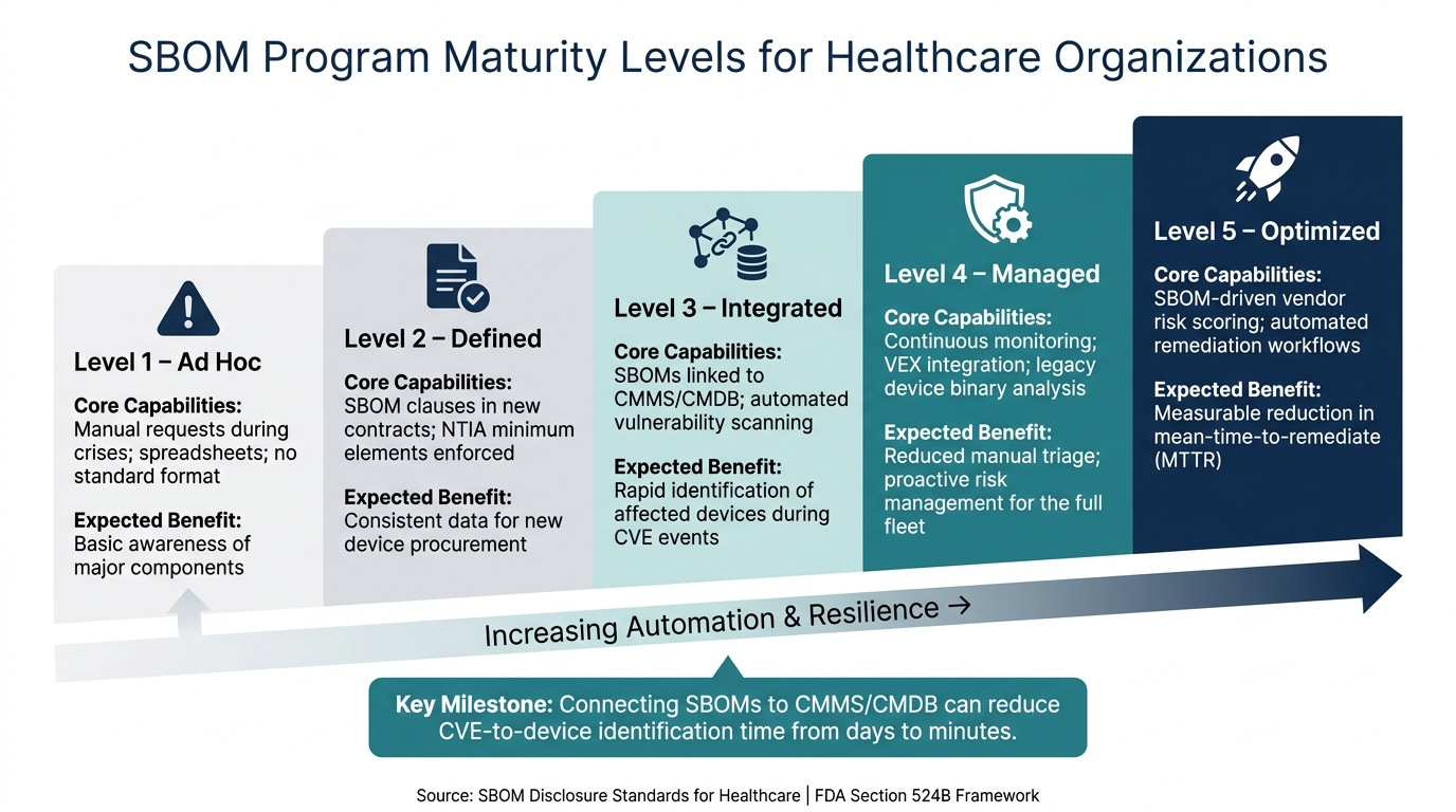 SBOM Maturity Levels for Healthcare Organizations