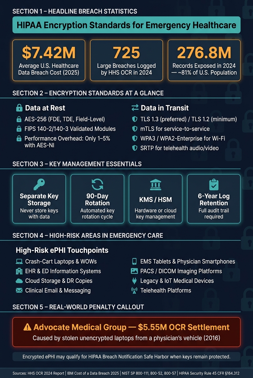 HIPAA Encryption Standards for Emergency Healthcare: Key Stats & Benchmarks
