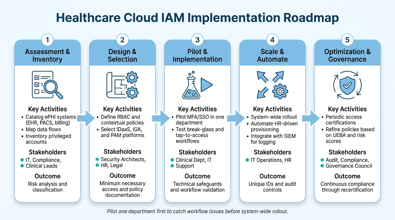 Healthcare Cloud IAM Implementation Roadmap: 5 Phases to HIPAA Compliance