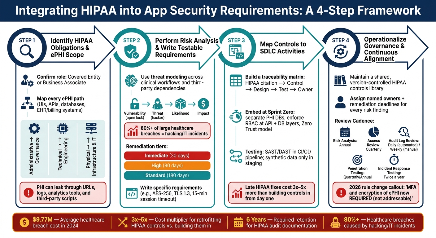 How to Integrate HIPAA into App Security Requirements: A 4-Step Process