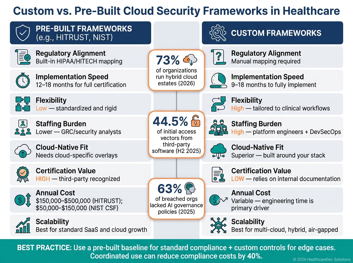 Custom vs. Pre-Built Cloud Security Frameworks for Healthcare