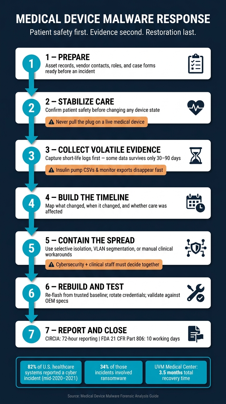 Medical Device Malware Forensics: 7-Step Response Workflow