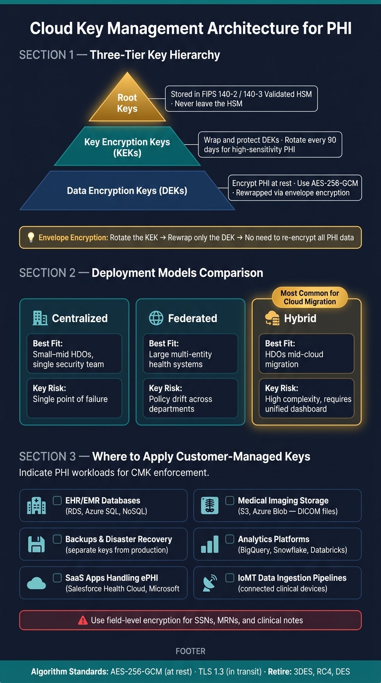 Cloud Key Management Architecture for Healthcare: 3-Tier Key Hierarchy