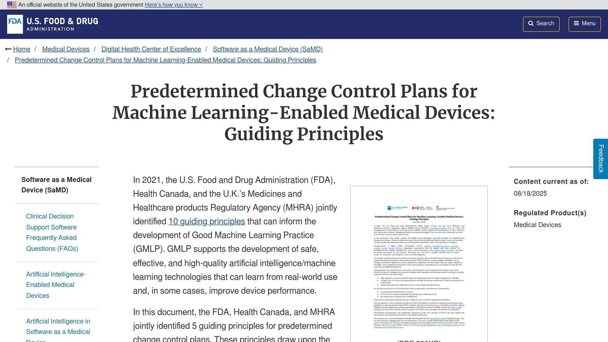 Predetermined Change Control Plans