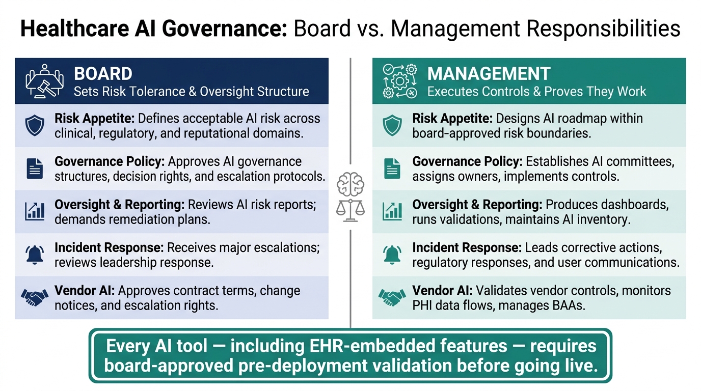 Board vs. Management: Healthcare AI Governance Responsibilities