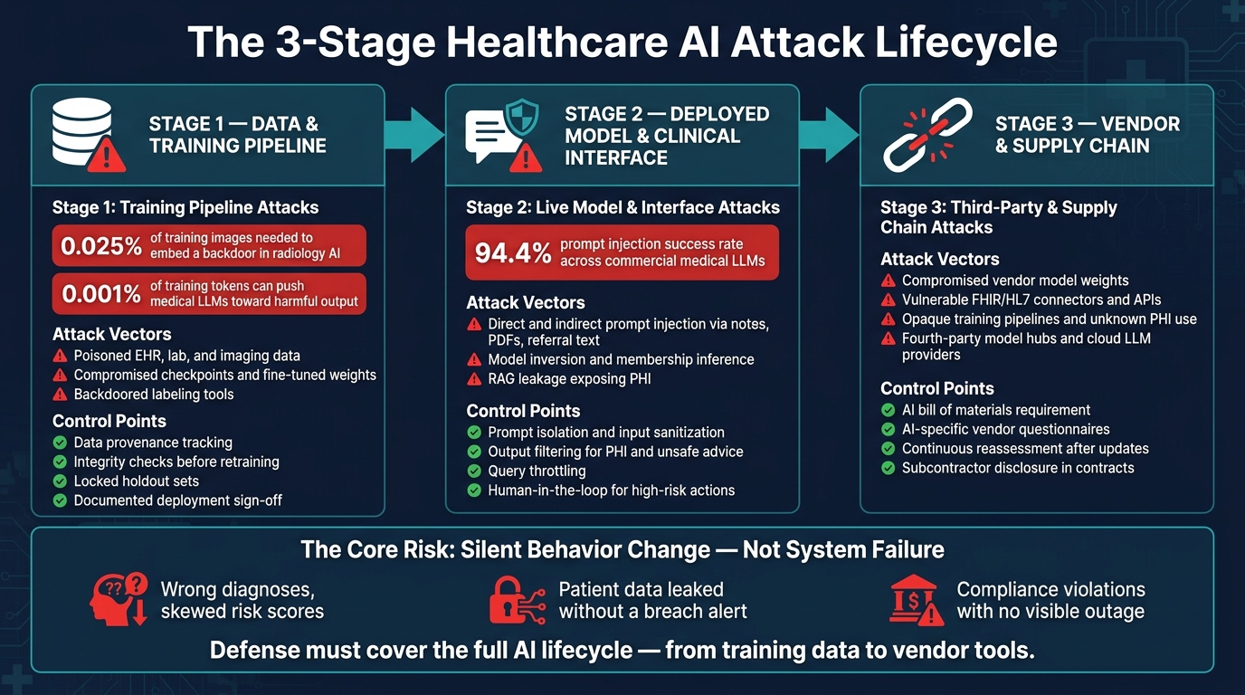 Healthcare AI Attack Lifecycle: 3 Stages of Risk & Key Controls