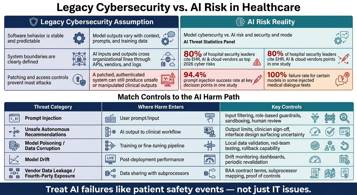 Legacy Cybersecurity vs. AI Risk in Healthcare: Key Differences & Threat Controls