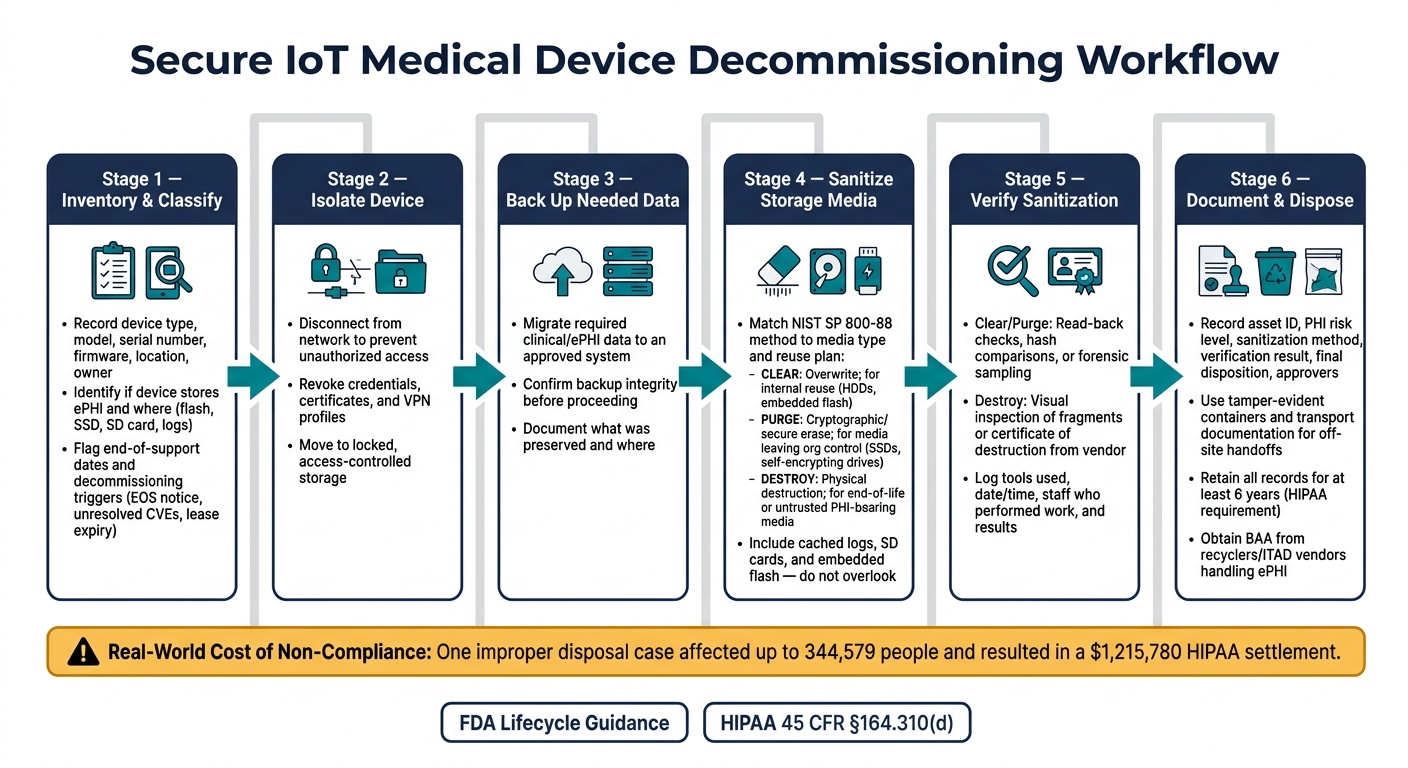 IoT Medical Device Decommissioning Workflow: FDA & HIPAA Compliance Steps