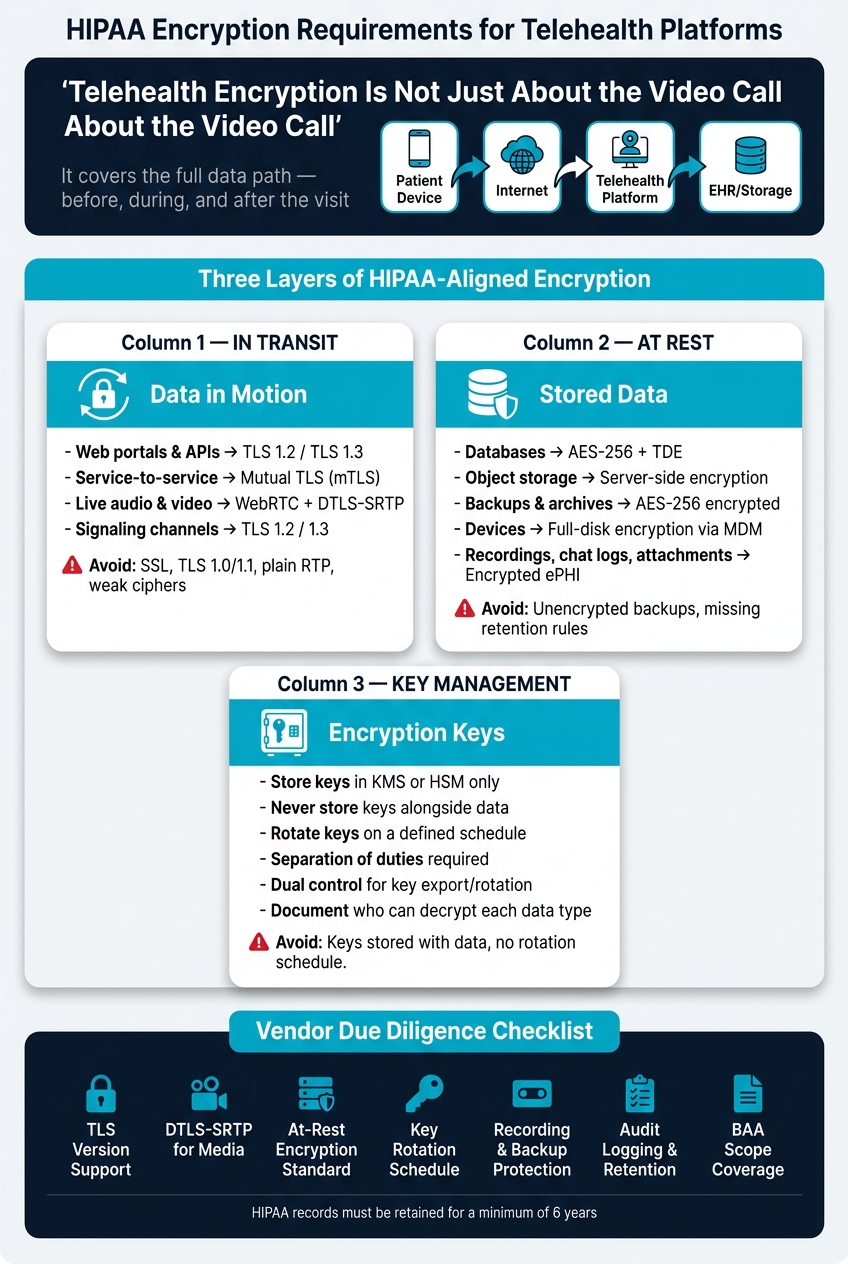 HIPAA Encryption Standards for Telehealth: In Transit vs. At Rest
