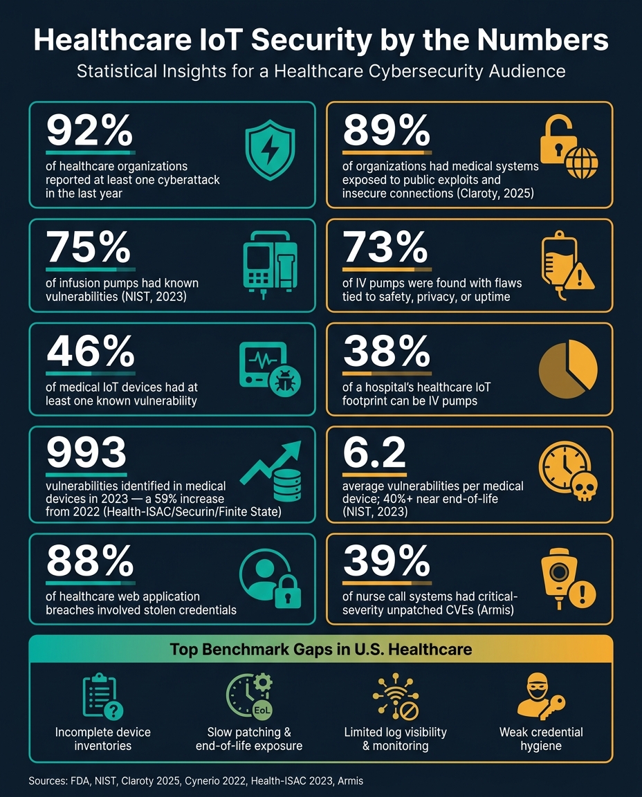 Healthcare IoT Security: Key Vulnerability Statistics & Benchmark Gaps