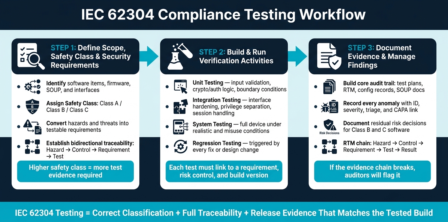 IEC 62304 Compliance Testing Workflow: 3-Step Process