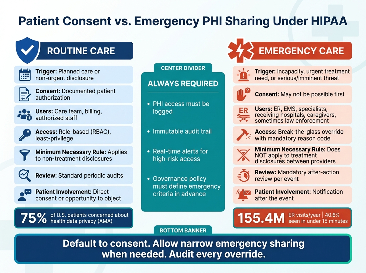 Patient Consent vs. Emergency PHI Sharing: HIPAA Rules at a Glance