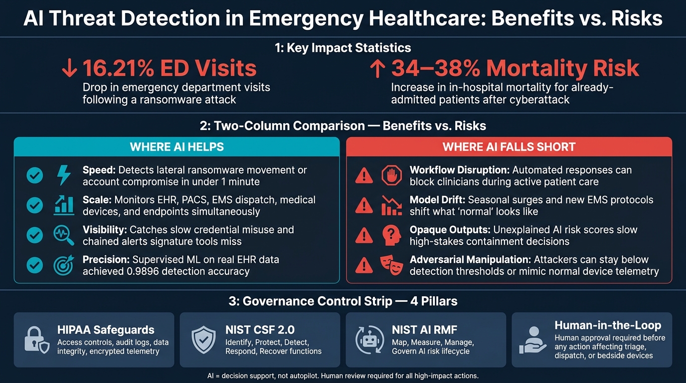 AI Threat Detection in Emergency Healthcare: Benefits vs. Risks & Key Governance Controls