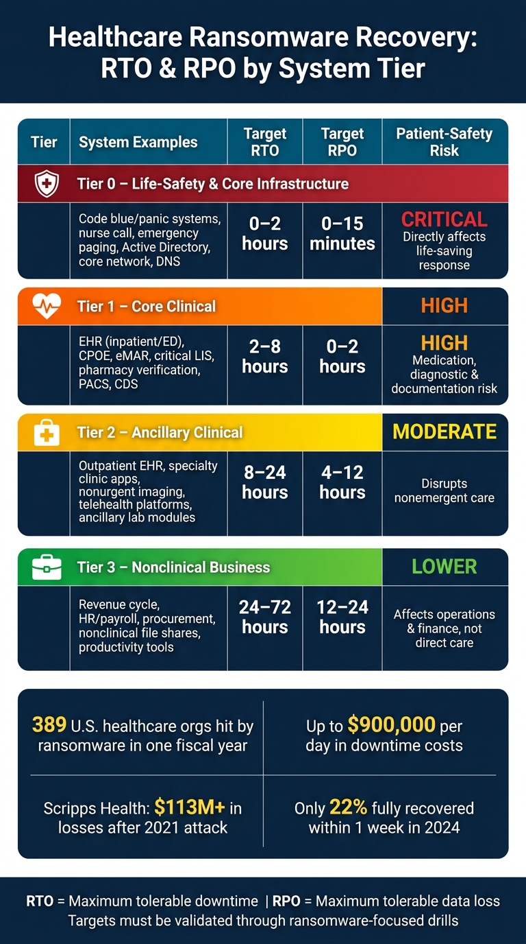 Healthcare Ransomware Recovery: RTO & RPO Tiers at a Glance