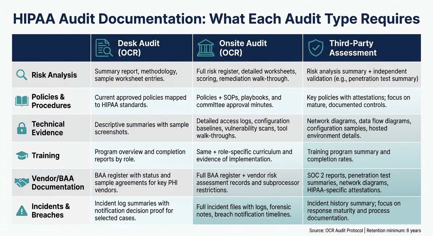 HIPAA Audit Documentation: What Each Audit Type Requires