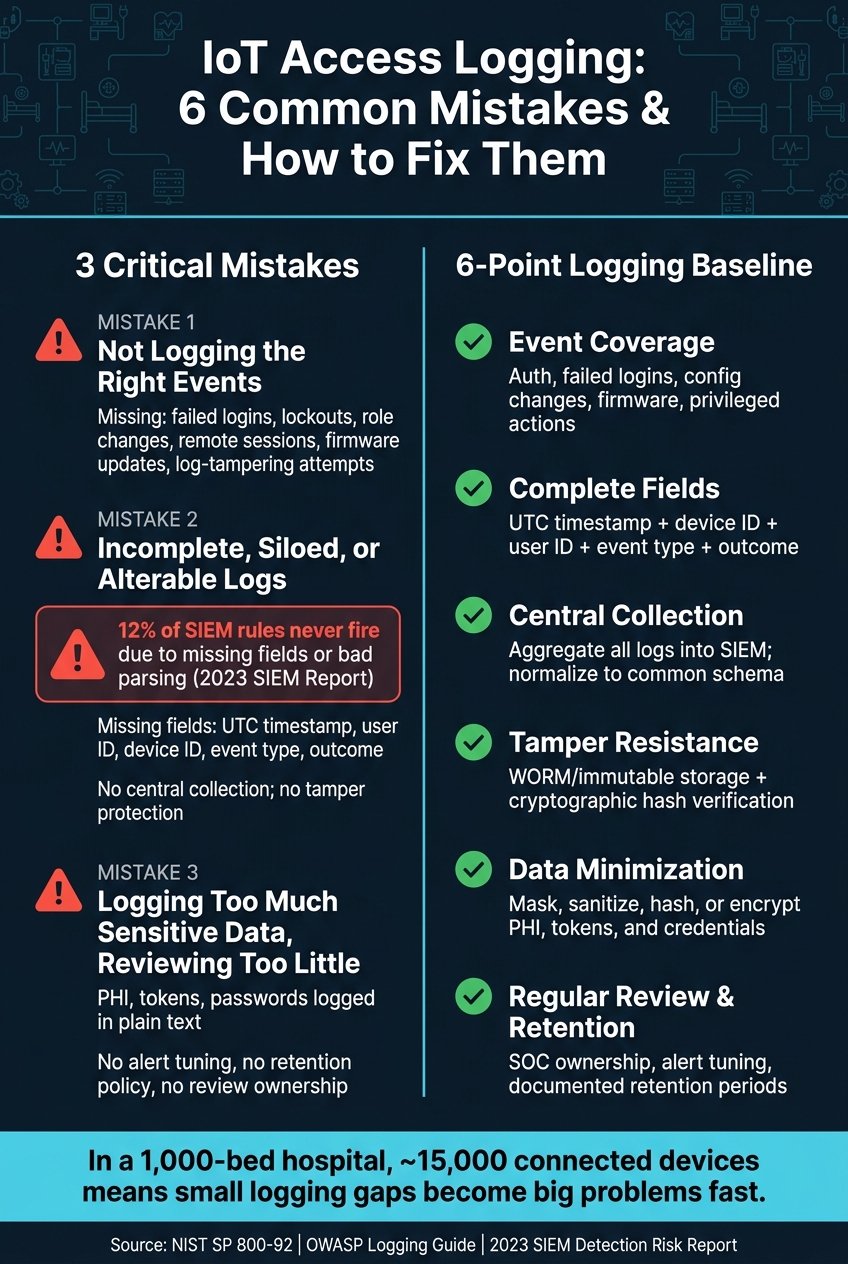 IoT Access Log Mistakes: 6-Point Baseline Checklist for Healthcare