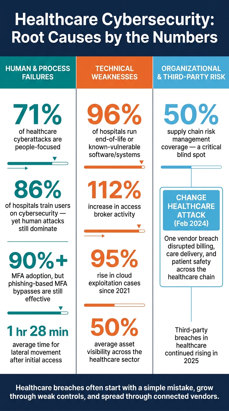 Healthcare Cybersecurity: Key Statistics & Root Causes at a Glance
