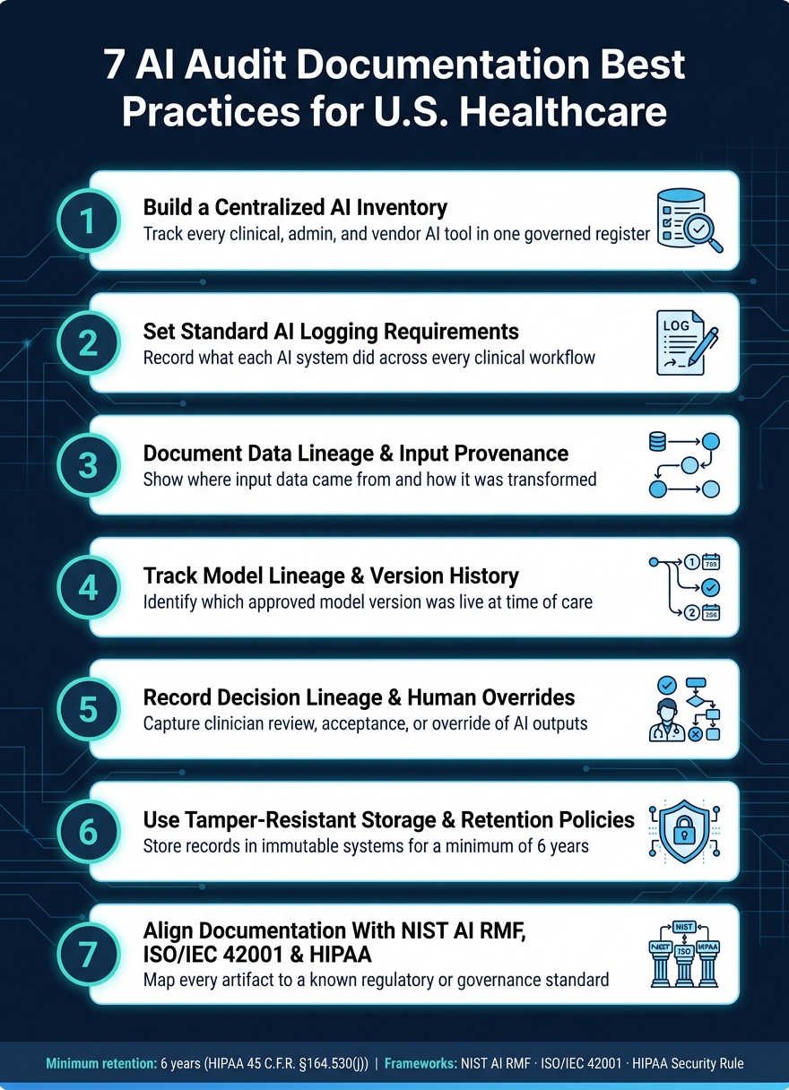 7 AI Audit Documentation Best Practices for U.S. Healthcare