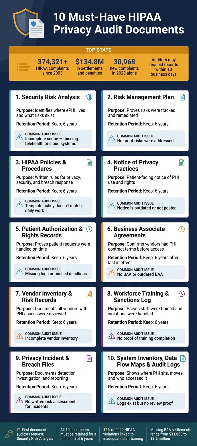 10 Must-Have HIPAA Privacy Audit Documents: Quick Reference Guide
