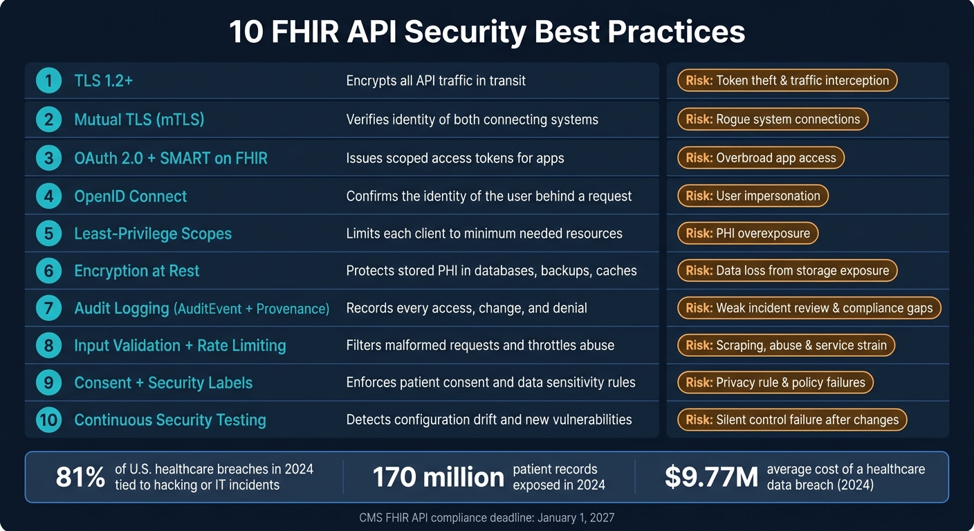 10 FHIR API Security Controls: What Each Does & What Risk It Reduces