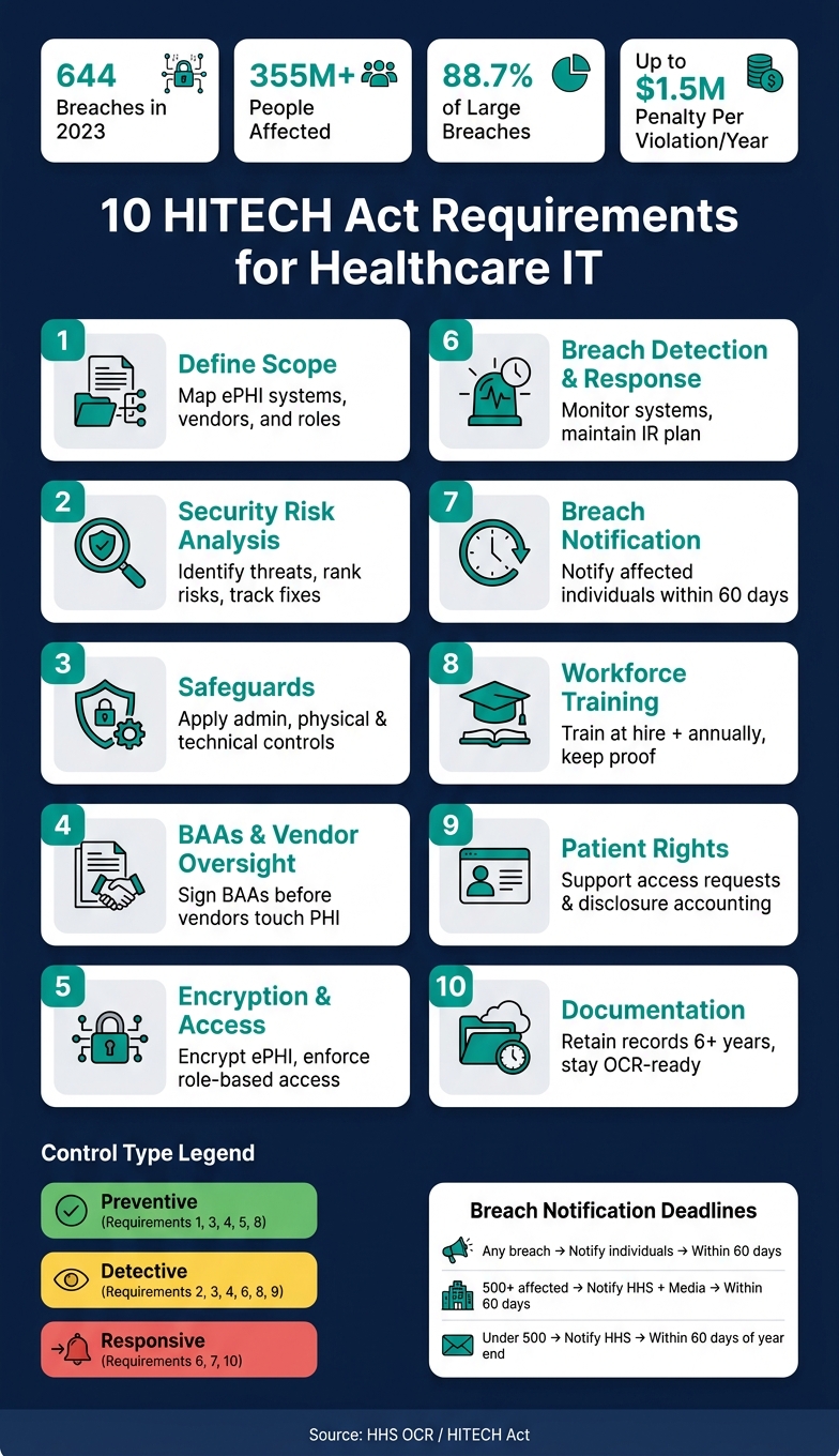 10 HITECH Act Requirements: Compliance Checklist for Healthcare IT