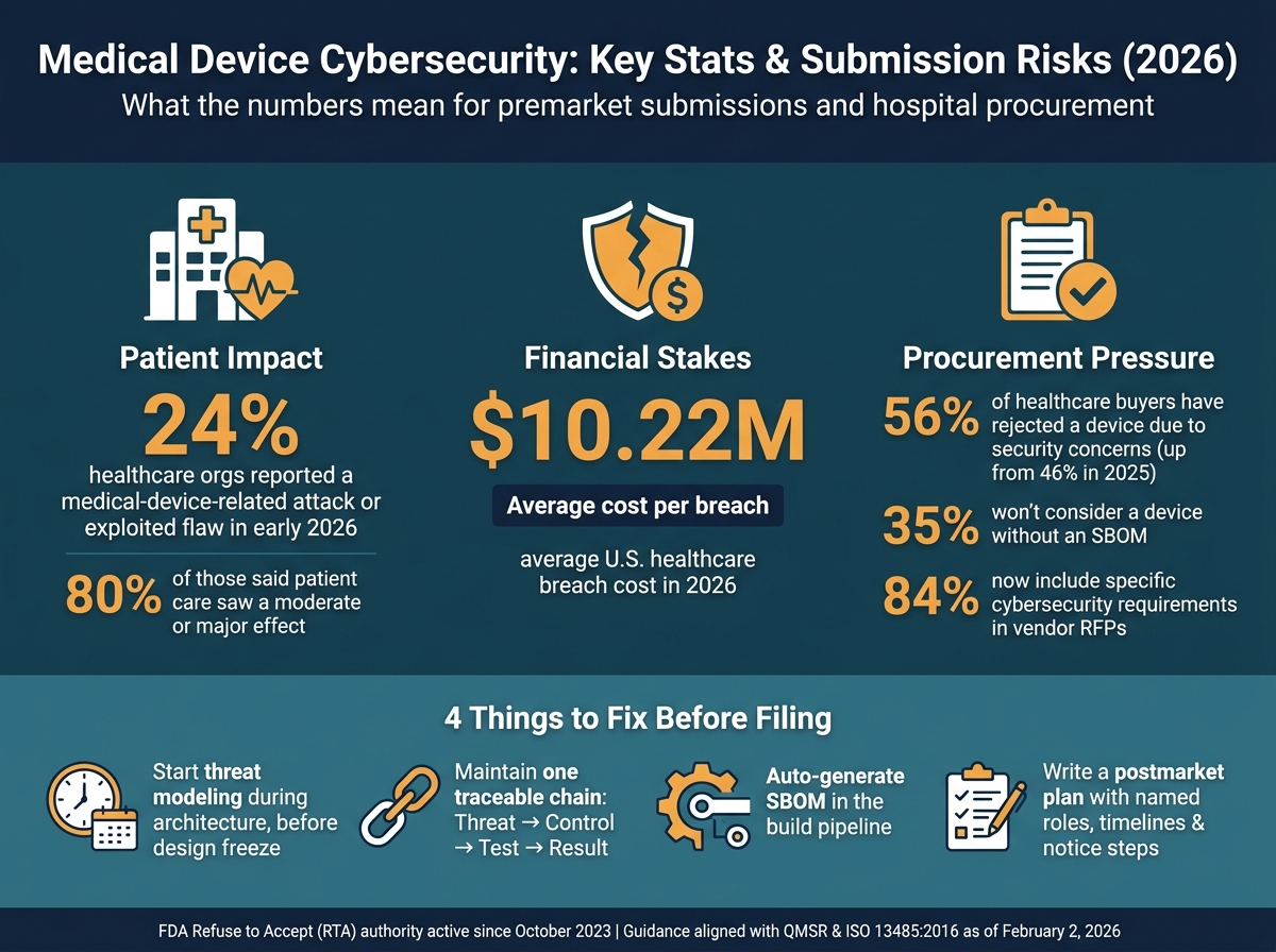 Medical Device Cybersecurity: Key Stats & Submission Risks 2026