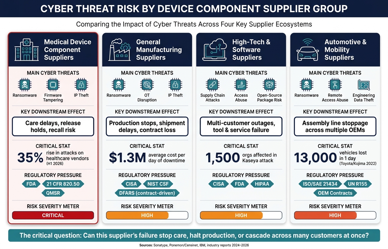 Cyber Threat Comparison: 4 Device Component Supplier Groups