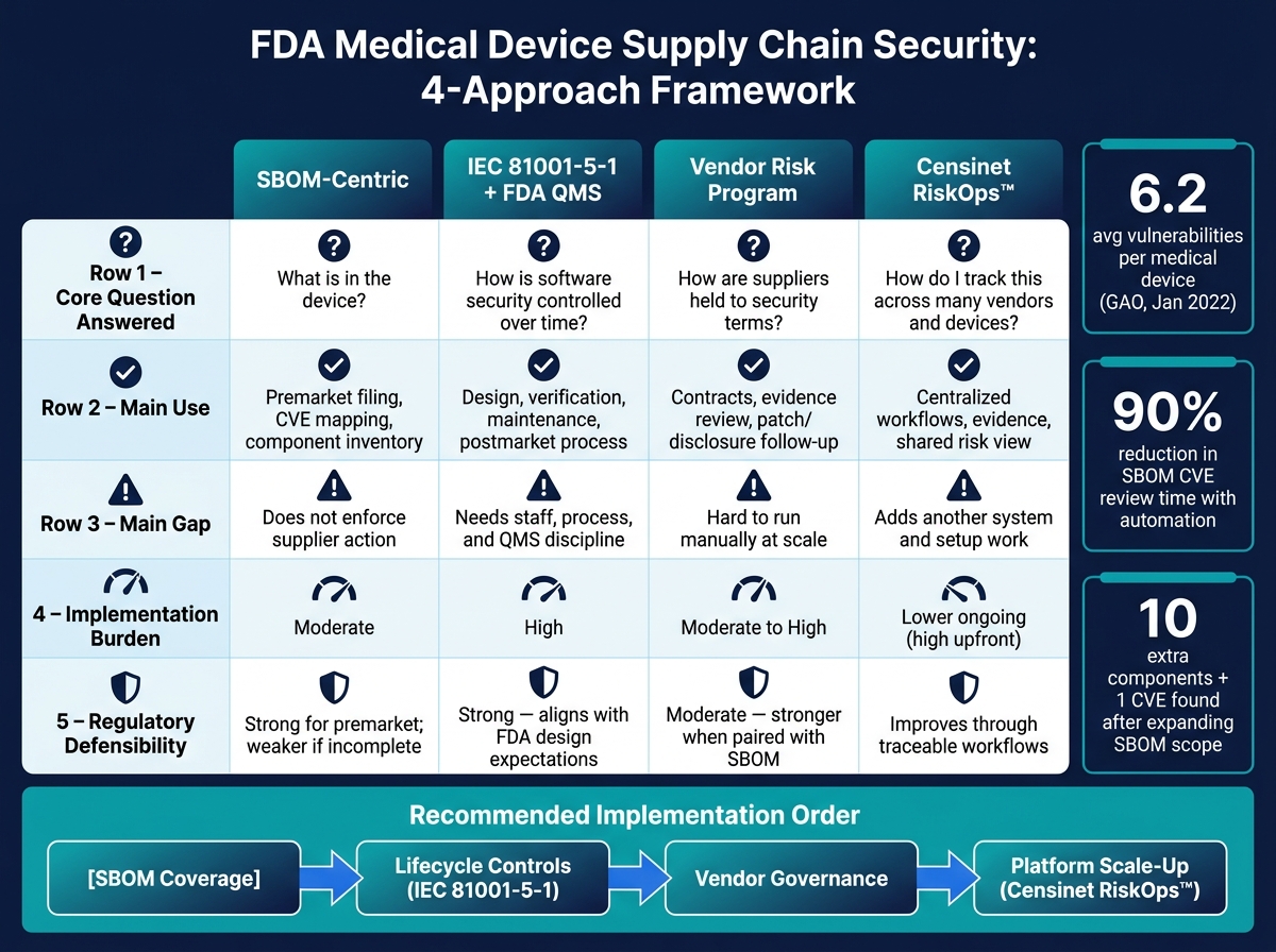 FDA Medical Device Supply Chain Security: 4-Approach Comparison