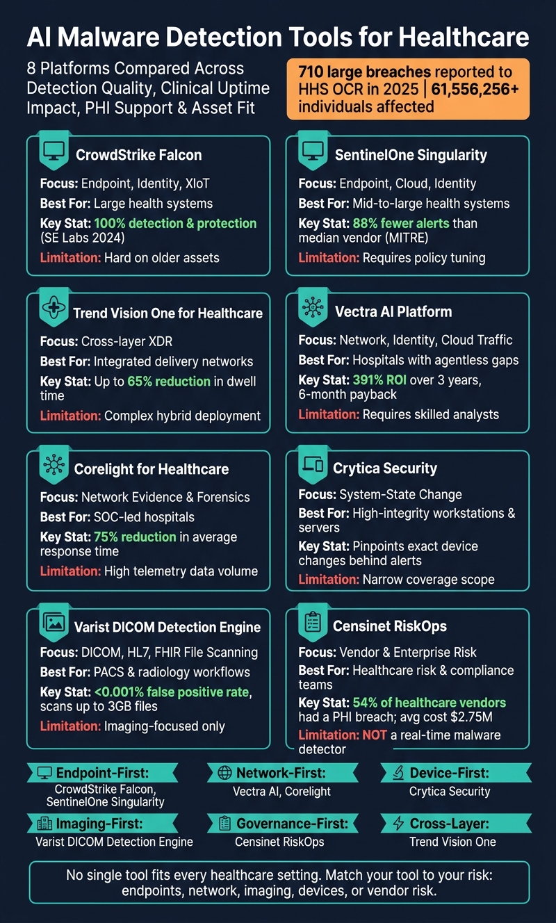 AI Malware Detection Tools for Healthcare: 8-Platform Comparison